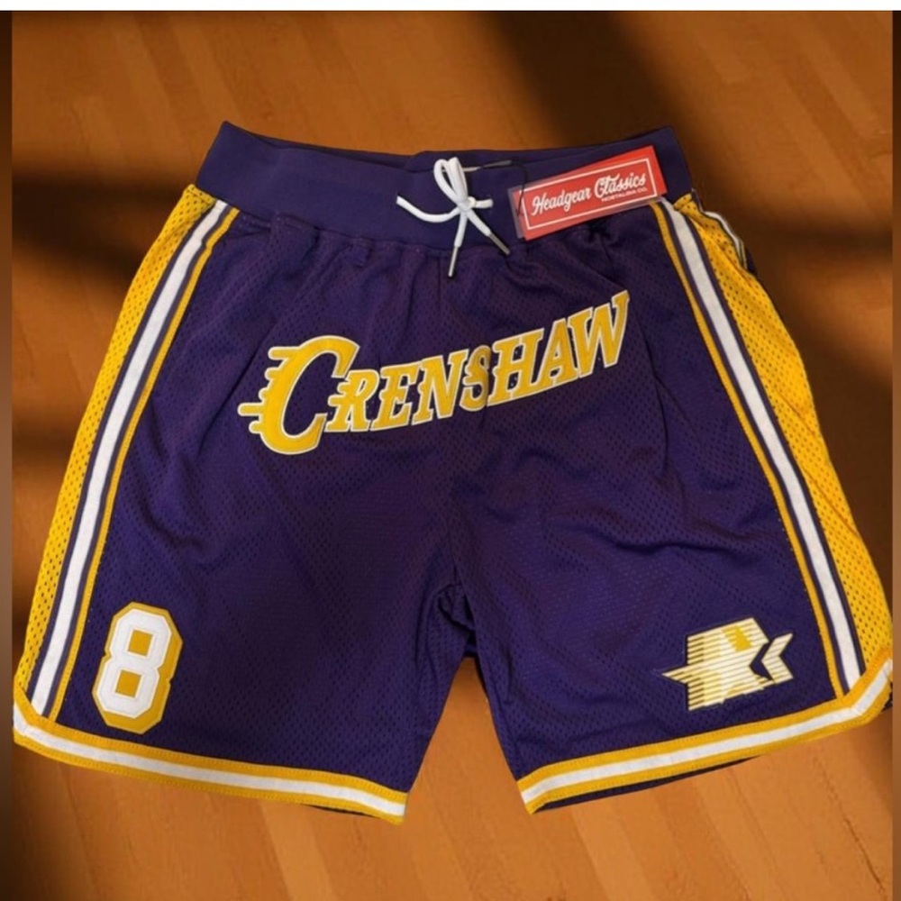 Crenshaw Kobe Bryant #8 Lakers Shorts Purple Gold Size M NWT Basketball Rare